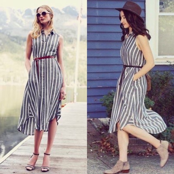 Anthropologie Dresses & Skirts - Holding Horses Vertical Stripe High Low Dress